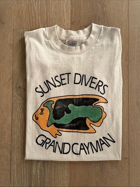 vintage sunset divers grand cayman t-shirt size xl single stitch sac fifty-fifty